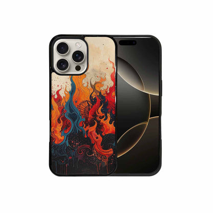 iPhone 16 Pro Max Case — Flame Burst Black Red Ink Flame, Original Design Phone Case