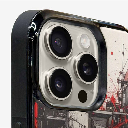 iPhone 15 Pro Max Case — Liminal Space Fragment Black Red Ink, Customized Protective Case