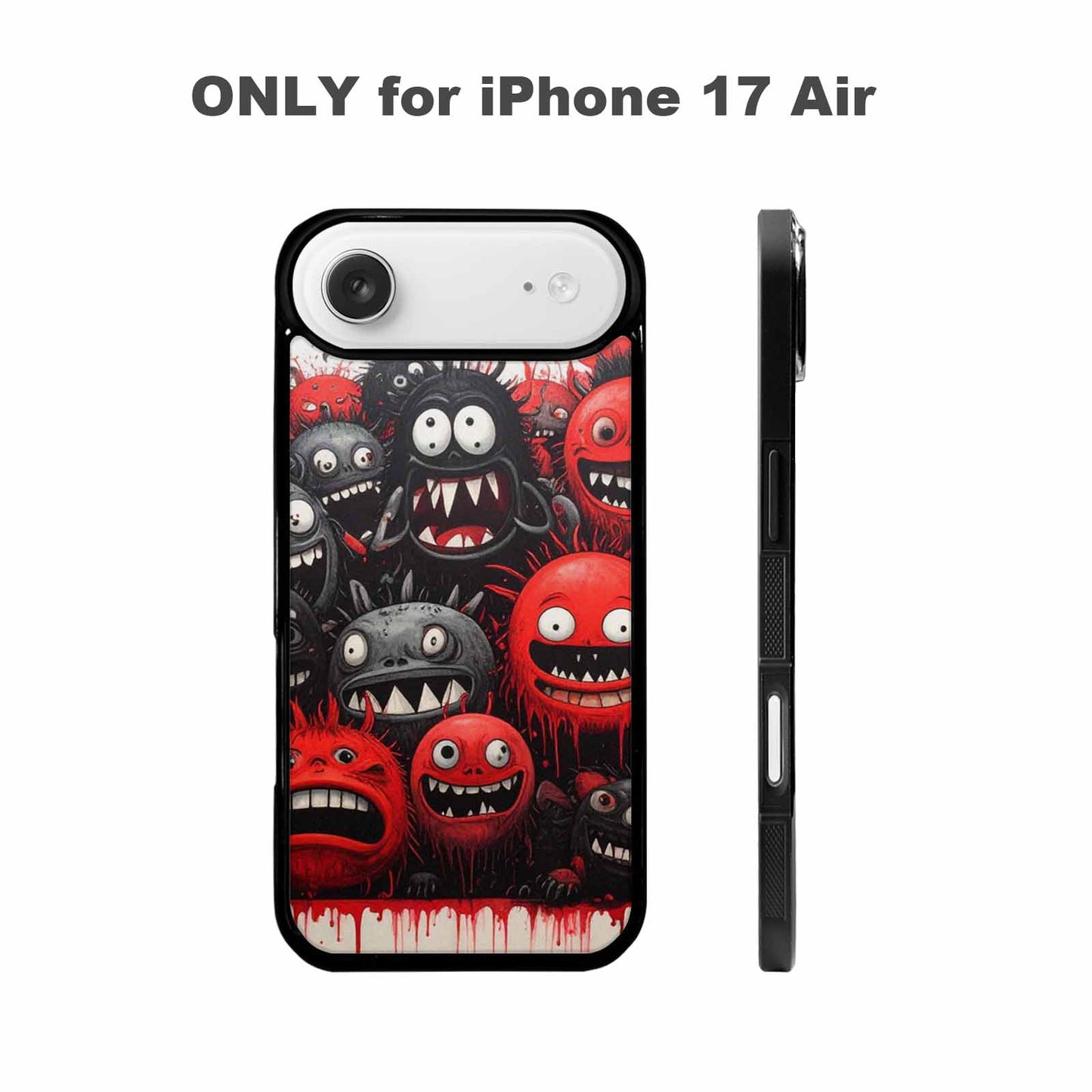 iPhone 17 Air Case — Black Red Ink Monsters General Cartoon, Unique Phone Case Design