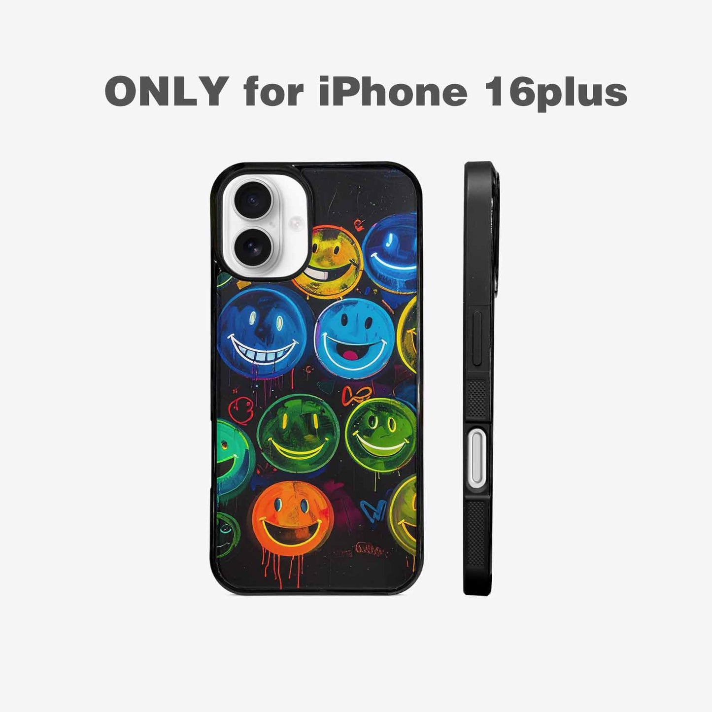 iPhone 16 Plus Case — Smiley Faces Glow Smiley Faces Pattern, Custom Designed Case Cover