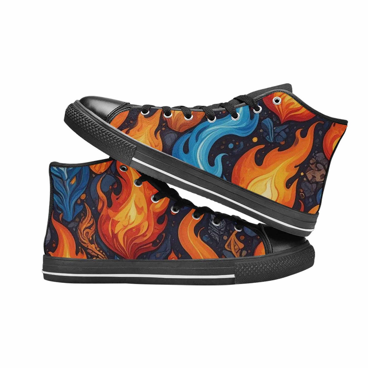 MEN'S Fire Flame High Top Canvas Cottagecore Custom Shoes