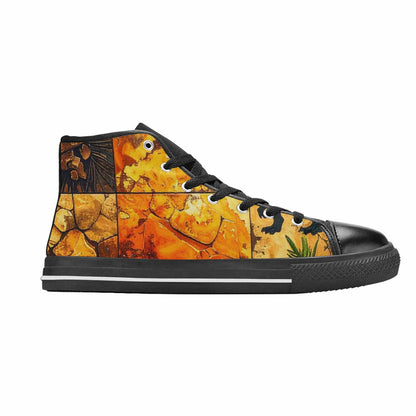 MEN'S Dinosaur Silhouette High Top Canvas Vibrant Chaos Custom Shoes