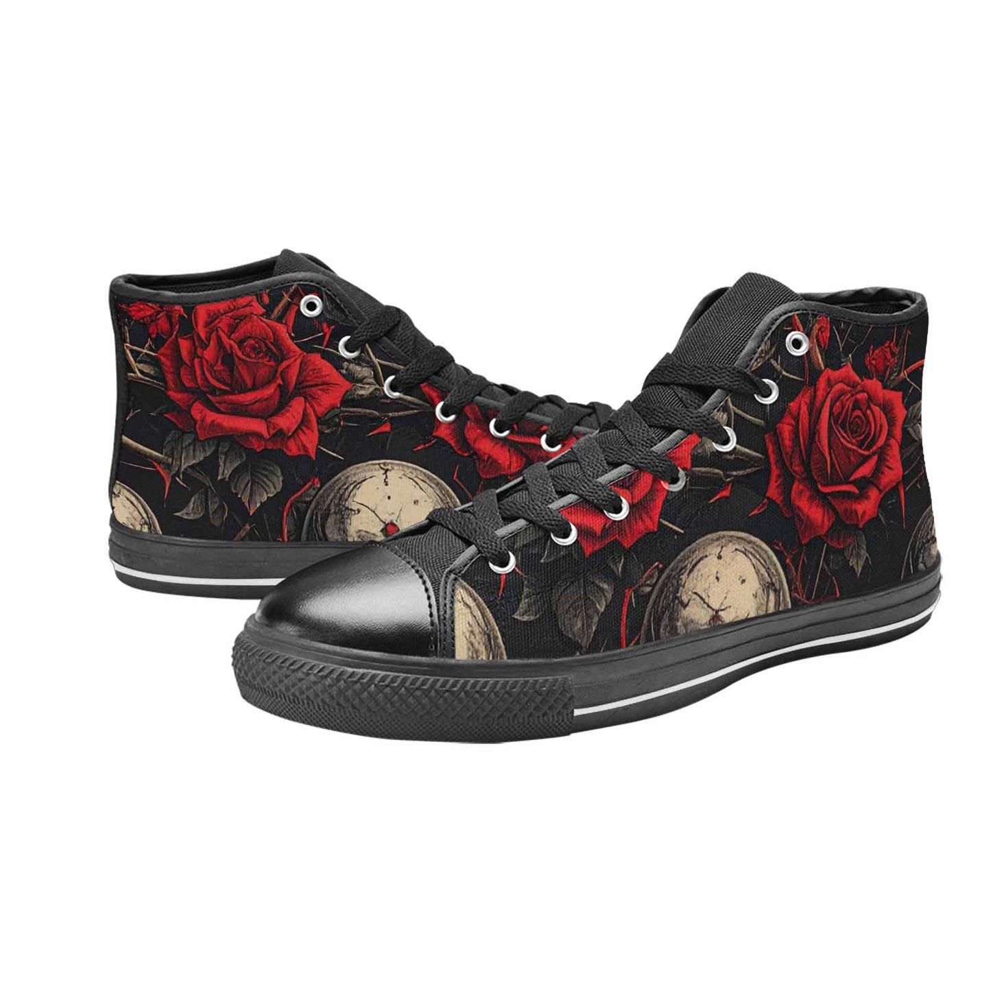 WOMEN'S Gothic Skulls Roses High Top Canvas Surreal Sneakers