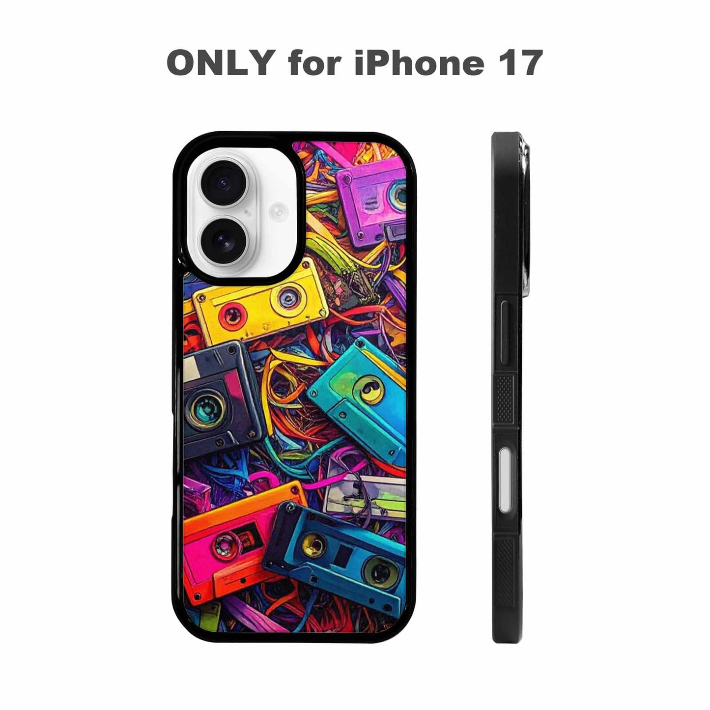 iPhone 17 Case — Retro Cassette Tape Pattern Retro Vintage, Custom Designed Case Cover