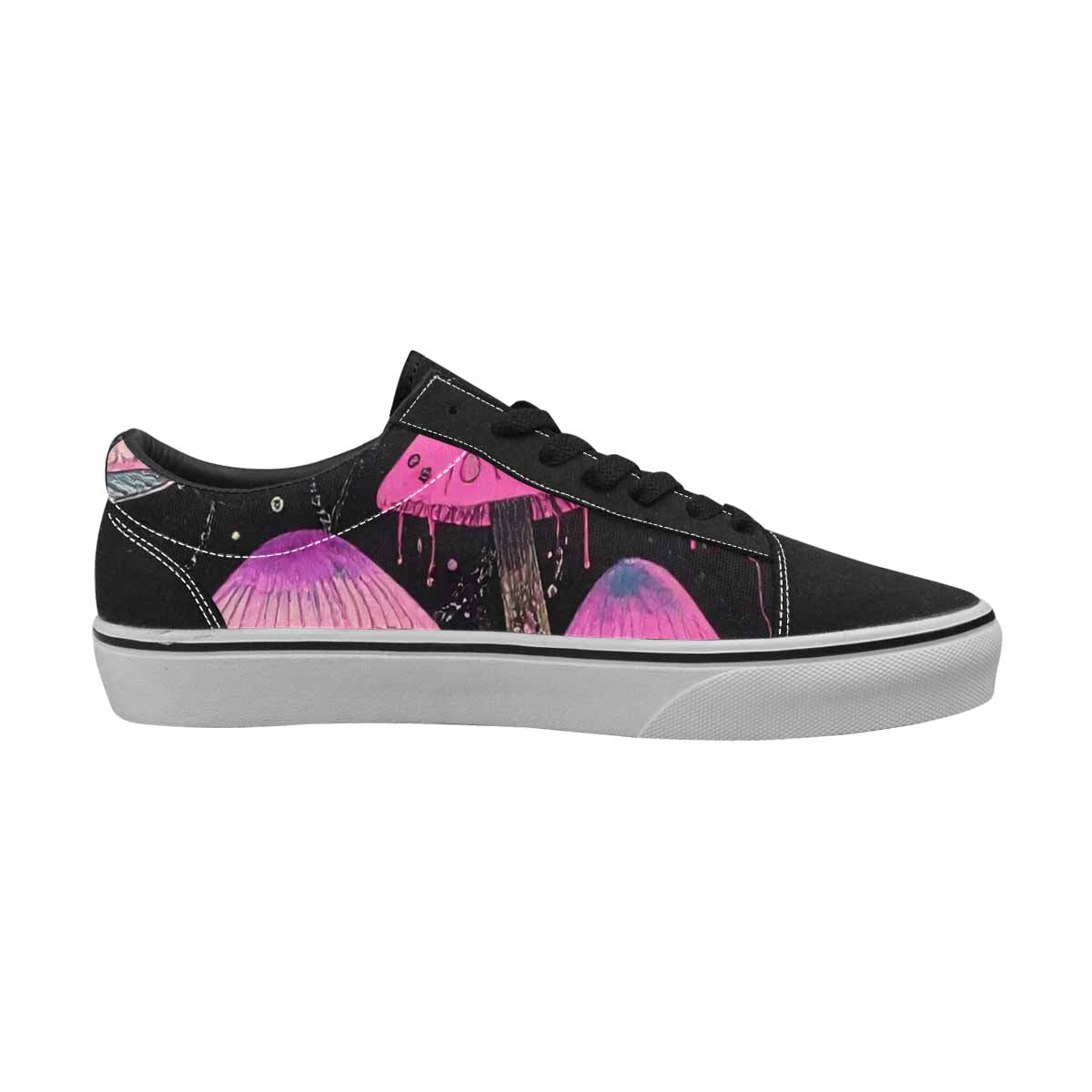 WOMEN'S Rainbow Drip Mushrooms Lace-Up Canvas Wallpaper Art Sneakers