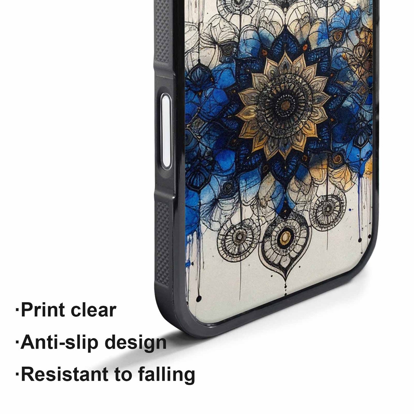 iPhone 17 Air Case — Black Blue Ink Mandala Medallion Original, Custom Art Phone Cover