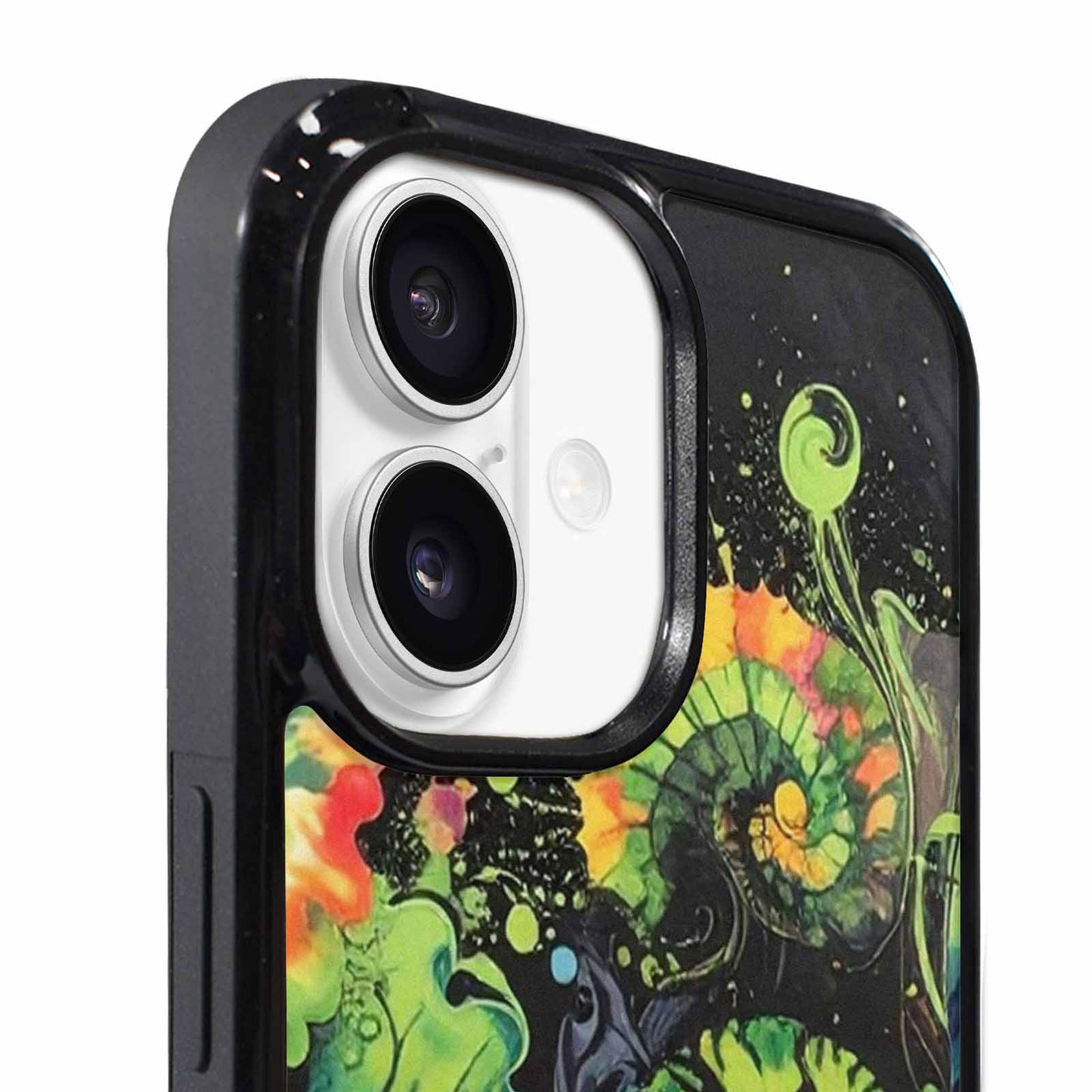 iPhone 17 Case — Black &amp; Green Ink Tie Dye, Original Design Phone Case