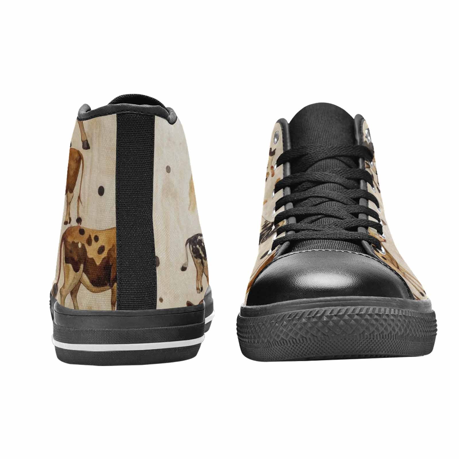 MEN'S Cow Animal Print High Top Canvas Wallpaper Art Sneakers