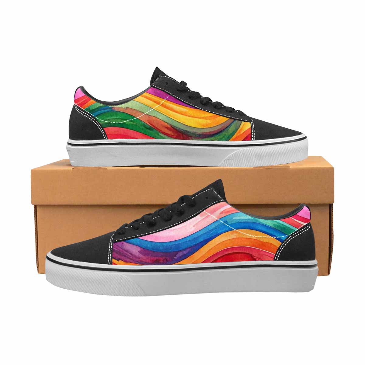 MEN'S Rainbow Pride Flag Canvas Lace-Up Surreal Sneakers