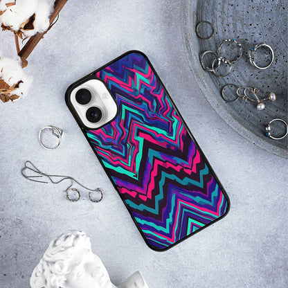 iPhone 16 Plus Case — Psychedelic Chevron Vortex, Custom Phone Case