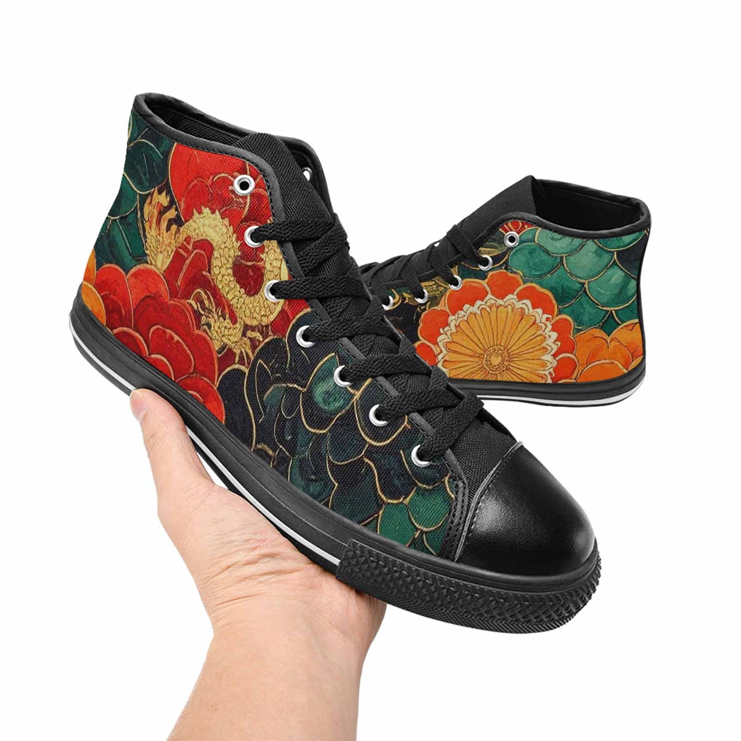 MEN'S Dragon Scale Fantasy High Top Canvas Wallpaper Art Custom Shoes