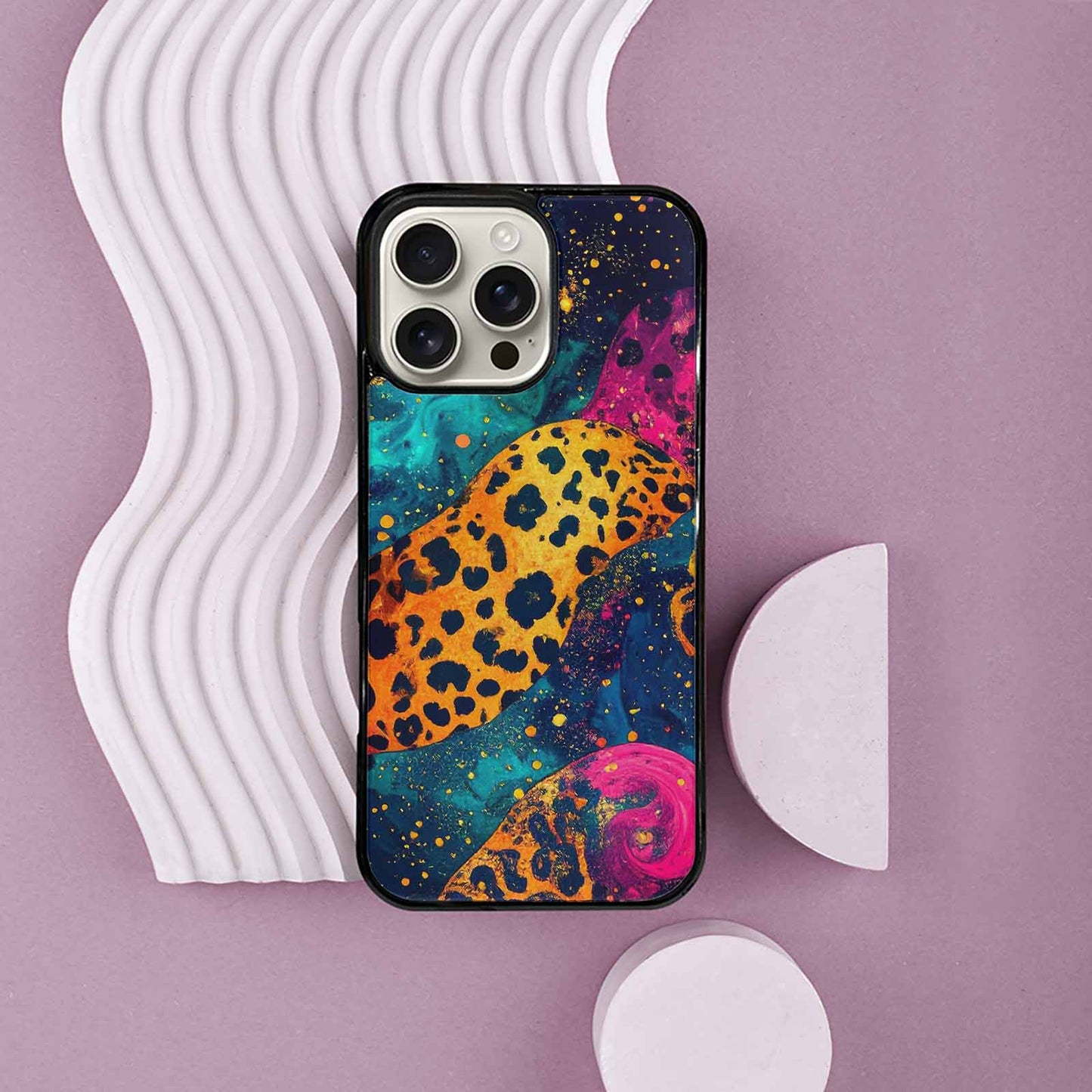 iPhone 16 Pro Max Case — Leopard Print Galaxy, Original Design Phone Case
