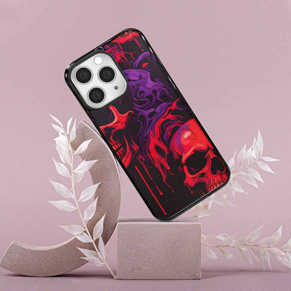 iPhone 15 Pro Max Case — Red Purple Skeletons Neon Drip Melting, Custom Art Phone Cover