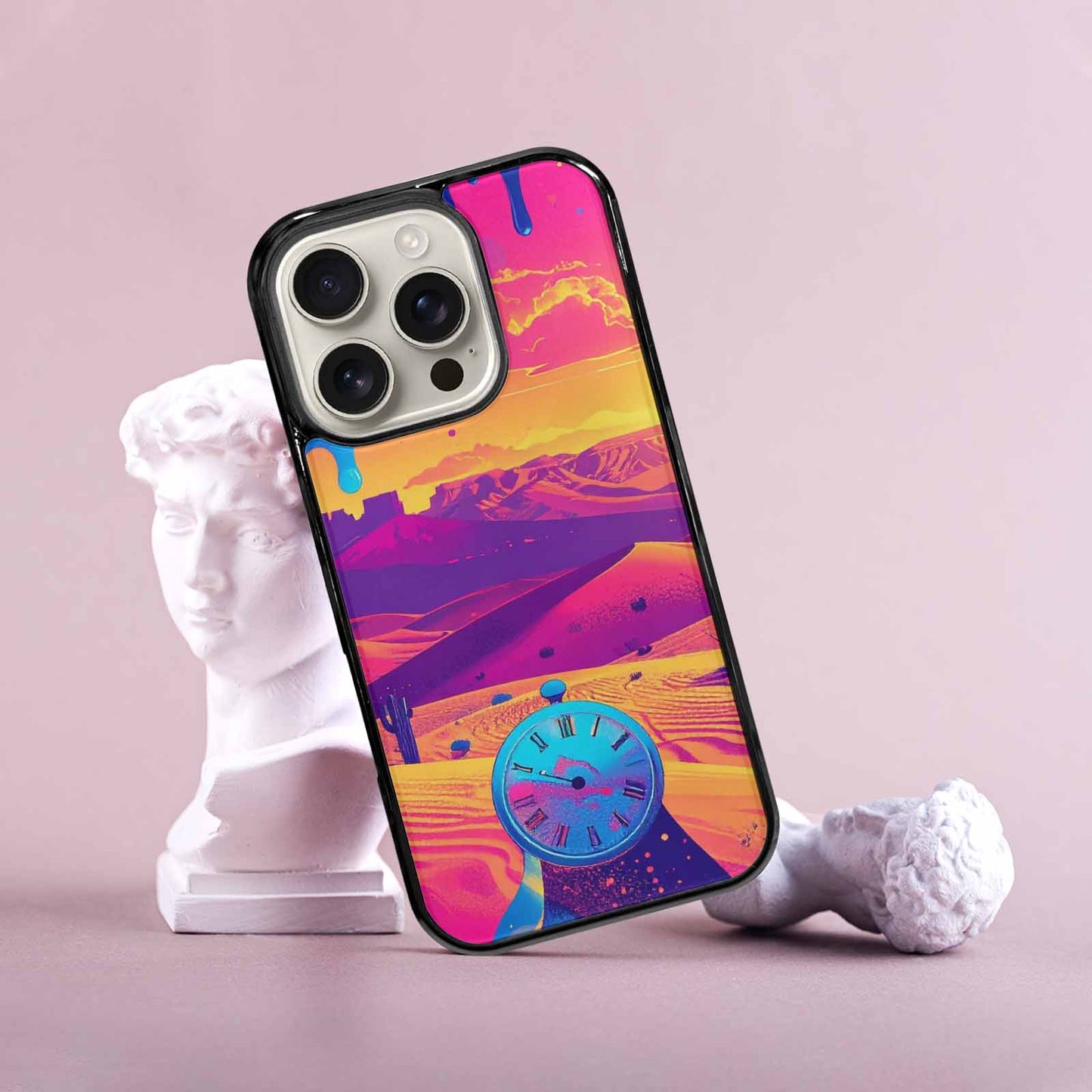 iPhone 16 Pro Case — I Surrealist Dreamscape Pattern Melting Clocks, Original Design Phone Case