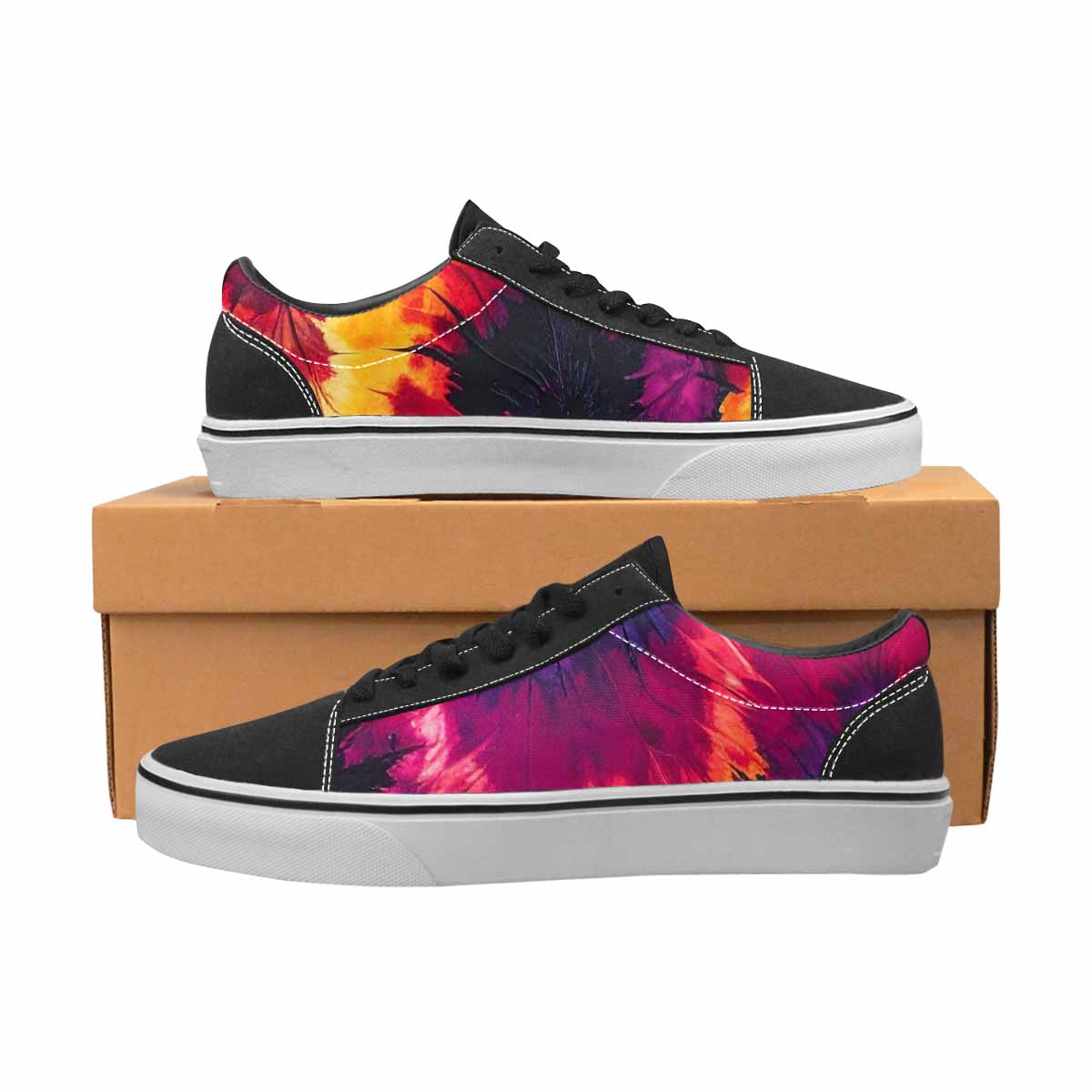WOMEN'S Tie Dye Dark Canvas Lace-Up Vibrant Chaos Custom Shoes