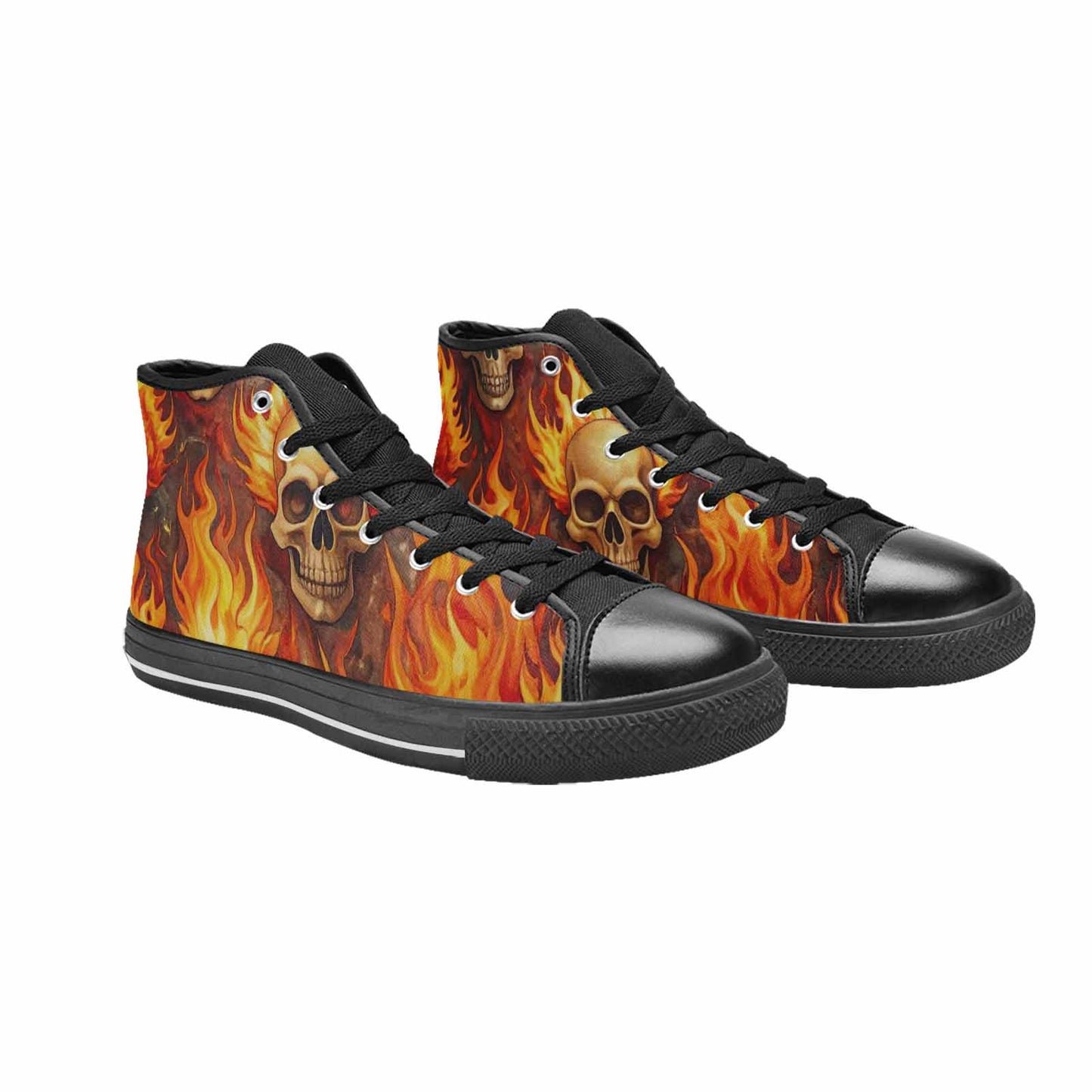 WOMEN'S Skulls - Flaming High Top Canvas Vivid Shoes
