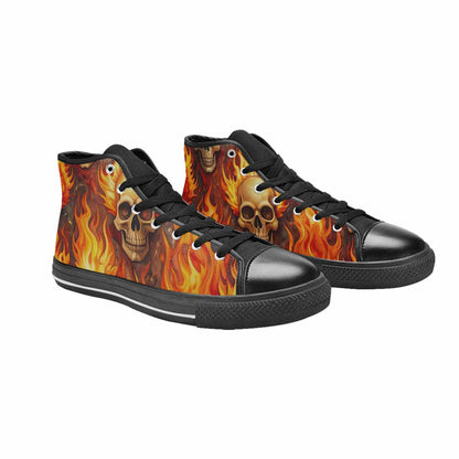 WOMEN'S Skulls - Flaming High Top Canvas Vivid Shoes