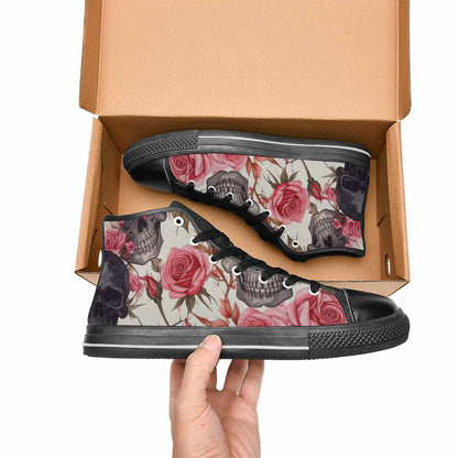 MEN'S Skulls - Roses High Top Canvas Cottagecore Custom Shoes