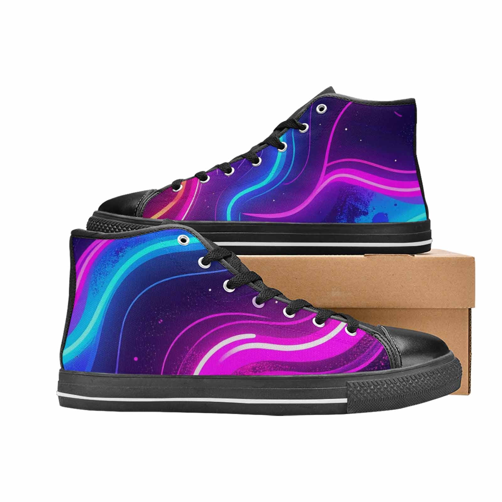 MEN'S 80S Neon Cartoon High Top Canvas Dark Academia Custom Shoes
