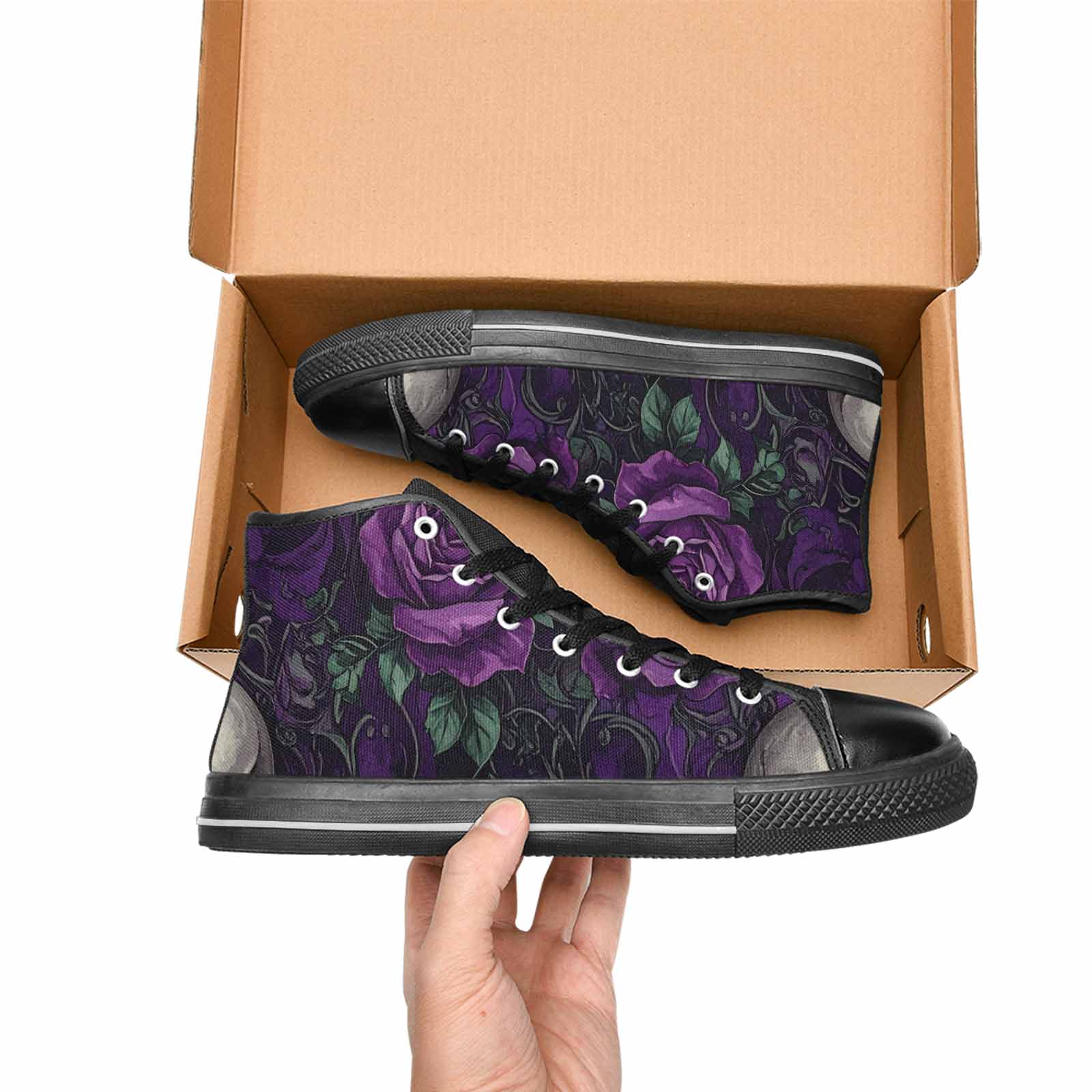 MEN'S Skulls Roses Gothic Filigree High Top Canvas Dreamcore Custom Shoes