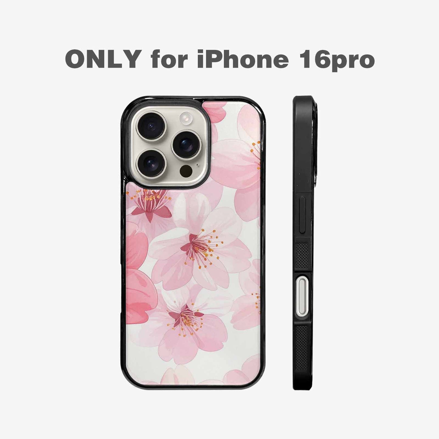 iPhone 16 Pro Case — Japanese Cherry Blossom Pattern Sakura Flowers, Custom Phone Case