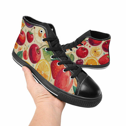 MEN'S Cherry Fruit Print High Top Canvas Y2K Custom Sneakers