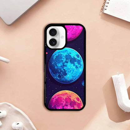 iPhone 17 Case — Neon Winter Moon Cartoon Cute, Custom Art Phone Cover