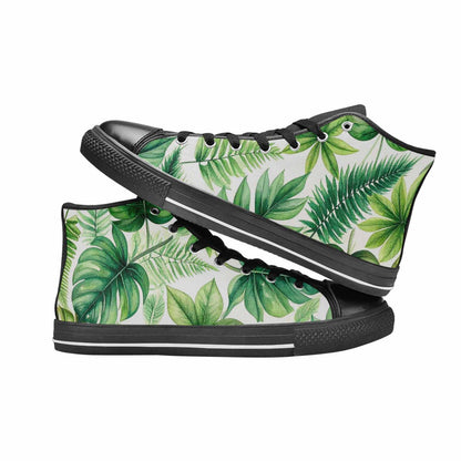 WOMEN'S Seven-Point Palmate Leaf High Top Canvas Vibrant Chaos Sneakers