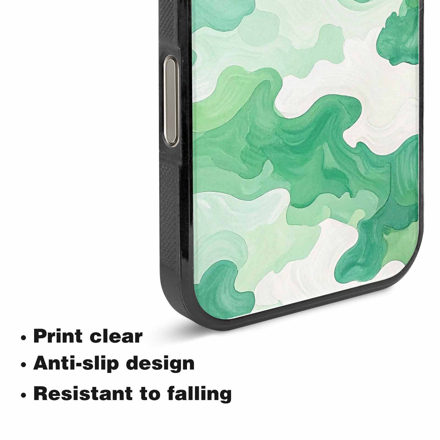 iPhone 15 Pro Max Case — Camo Mint Green White, Custom Print Case Cover