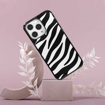 iPhone 15 Pro Max Case — Zebra Print Black White Custom, Custom Designed Case Cover