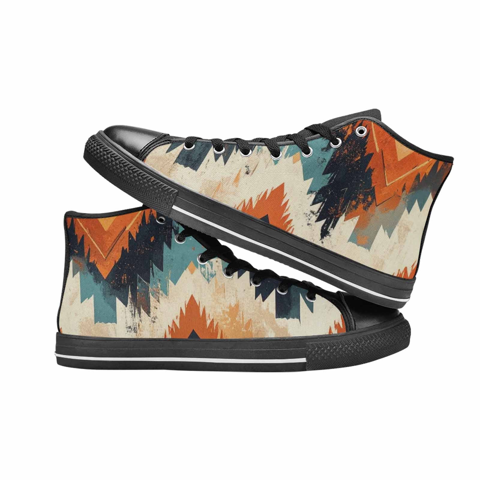 WOMEN'S Southwestern Geometric Diamond High Top Canvas Neon Fantasy Custom Sneakers
