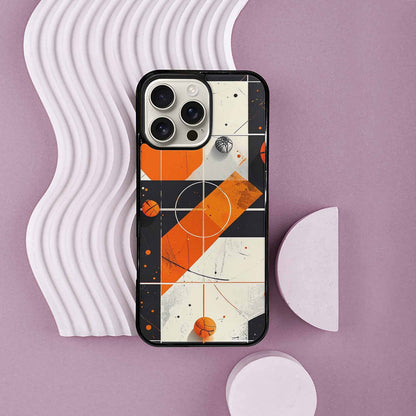 iPhone 16 Pro Max Case — Basketball Pattern Court Lines And Balls, Custom Made Phone Cover