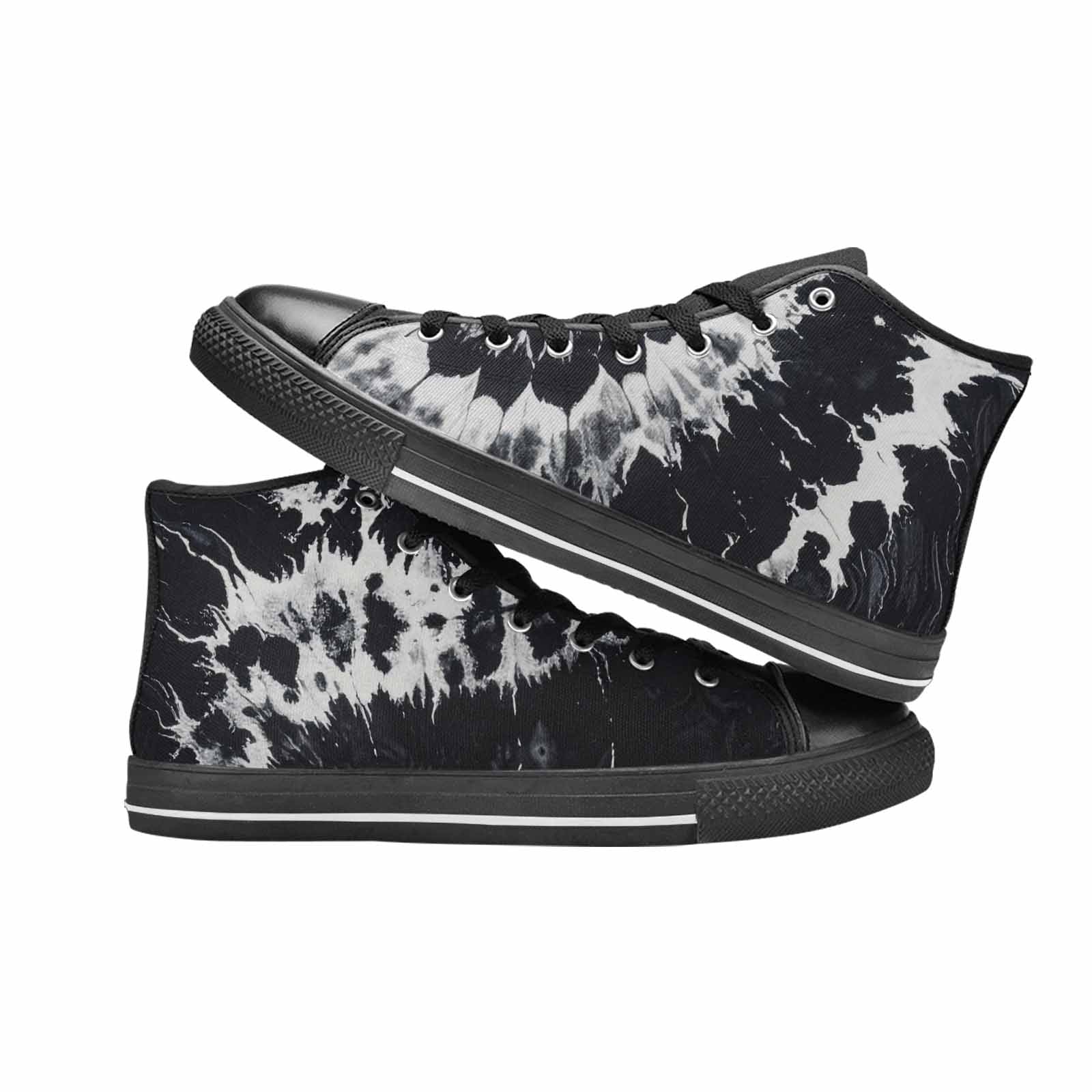 MEN'S Black White Animal Print High Top Canvas Surreal Sneakers