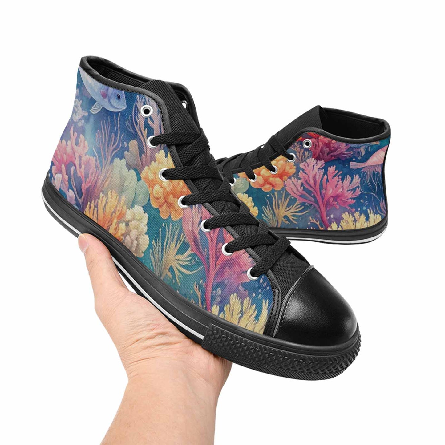 MEN'S Fish Scale Coral High Top Canvas Dark Academia Shoes