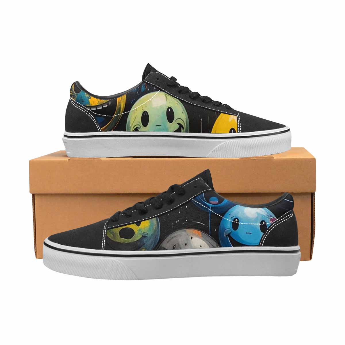 WOMEN'S Melting Moon Smiley Lace-Up Canvas Neon Fantasy Shoes
