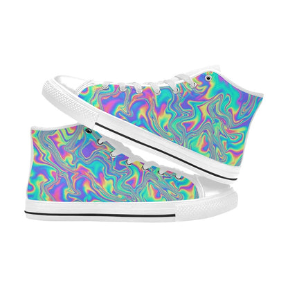 MEN'S Holographic Tribal Blaze 4 High Top Canvas Vibrant Chaos Custom Sneakers