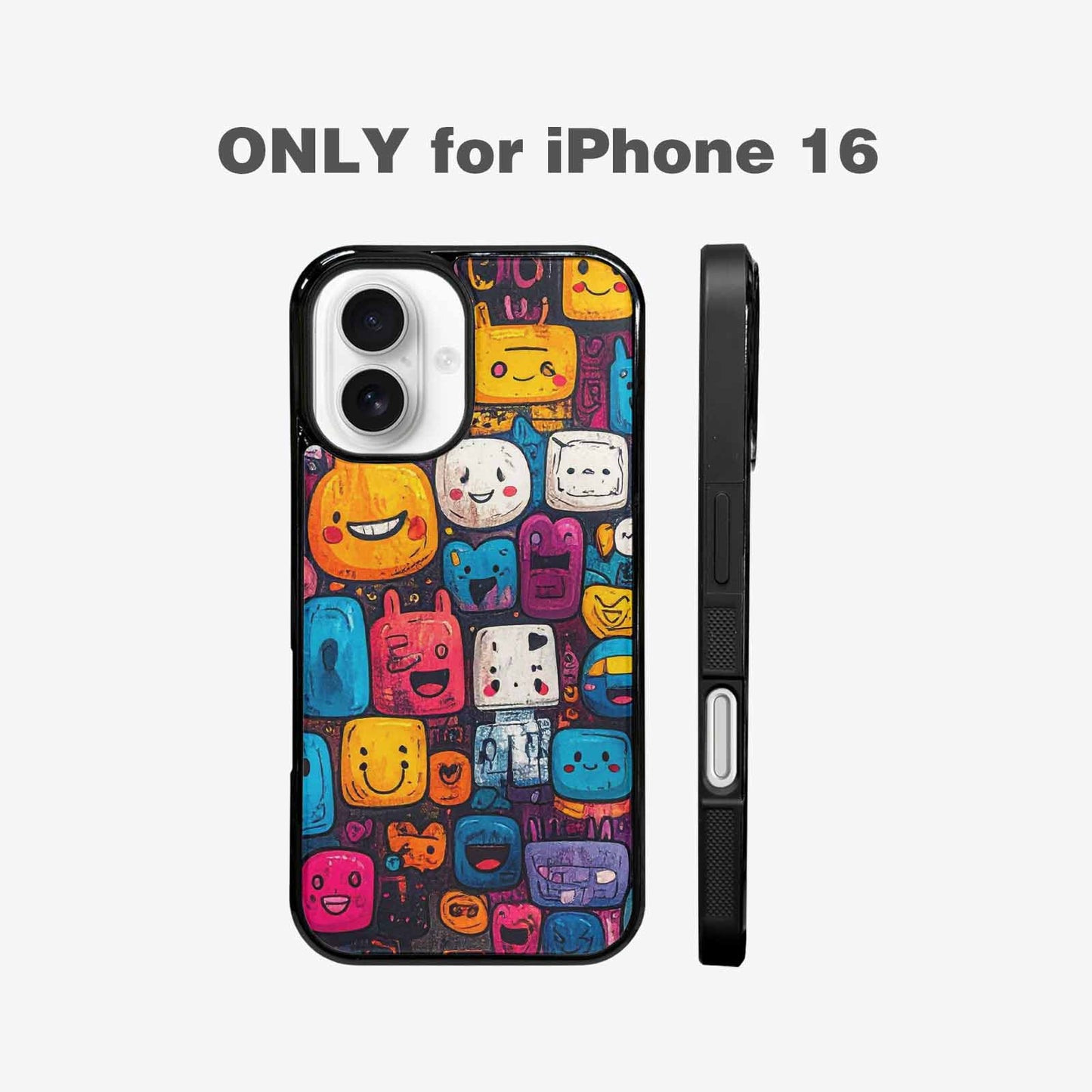 iPhone 16 Case — Hand Drawn Icon Doodle Pattern Hundreds, Custom Art Phone Cover