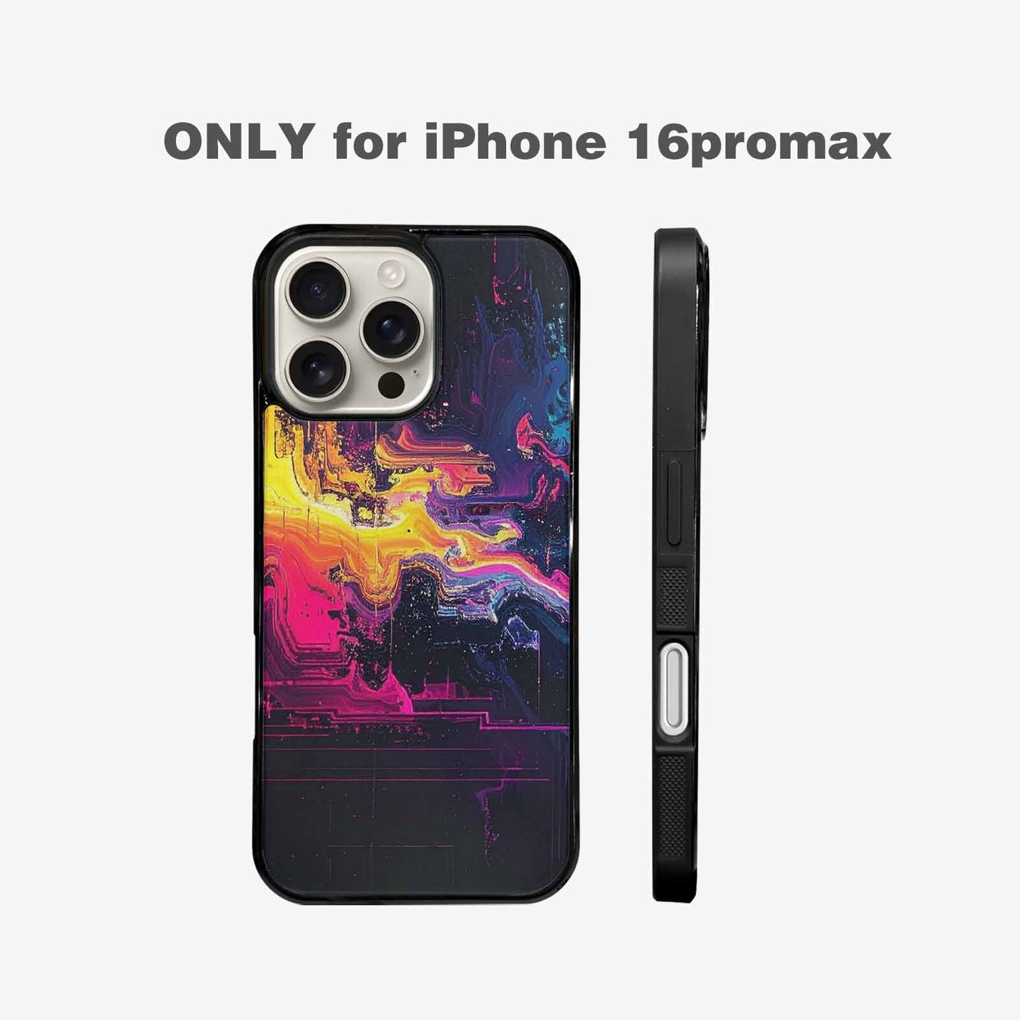 iPhone 16 Pro Max Case — Glitch Dark Art Seamless Pattern Vibrant, Original Design Phone Case