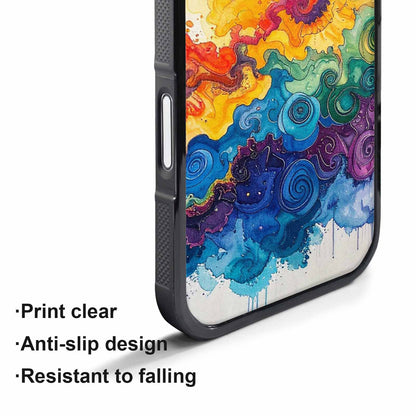 iPhone 17 Air Case — Tie Dye Swirls Black Blue Tie, Custom Designed Case Cover