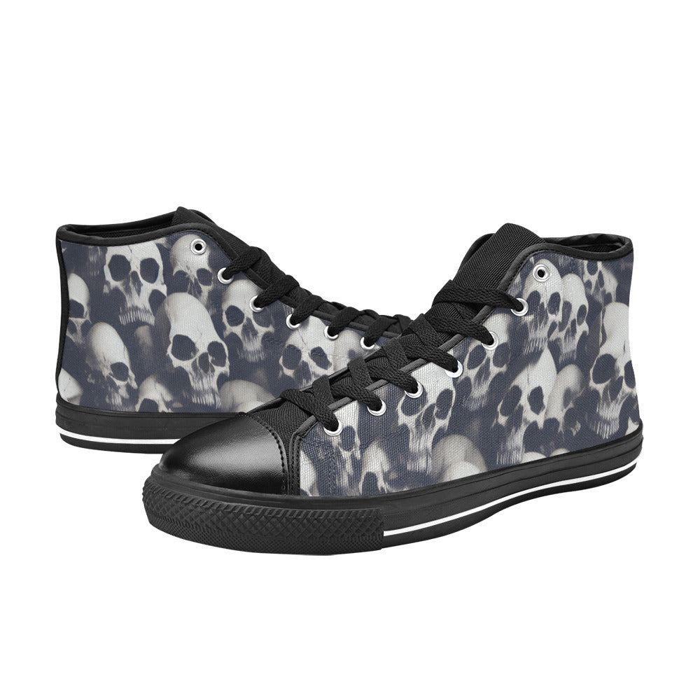 WOMEN'S Cc Skulls Greyscale Style High Top Canvas Y2K Custom Shoes