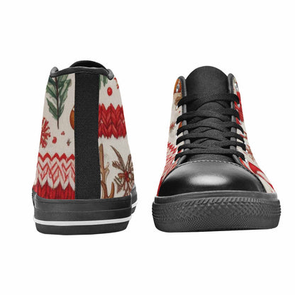 WOMEN'S Christmas Holly Snowflake High Top Canvas Dreamcore Sneakers