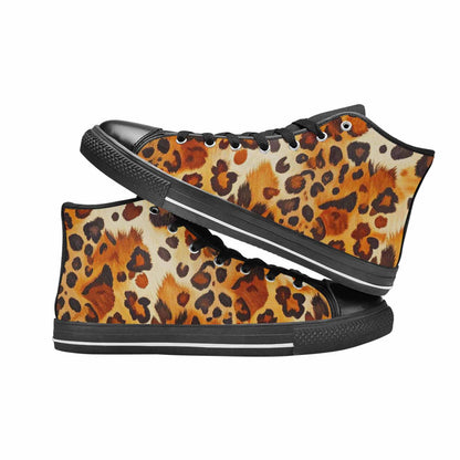 WOMEN'S Cow Animal Print High Top Canvas Dark Academia Custom Shoes
