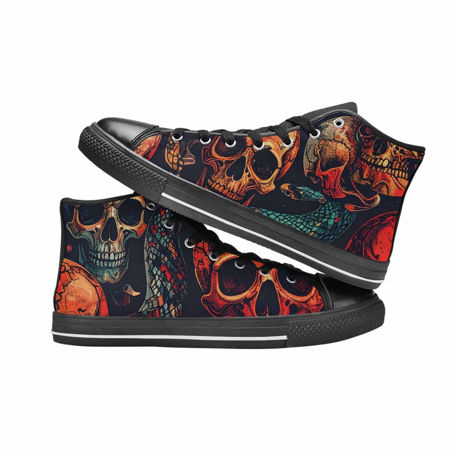 WOMEN'S Snake Skulls Print High Top Canvas Dark Academia Shoes