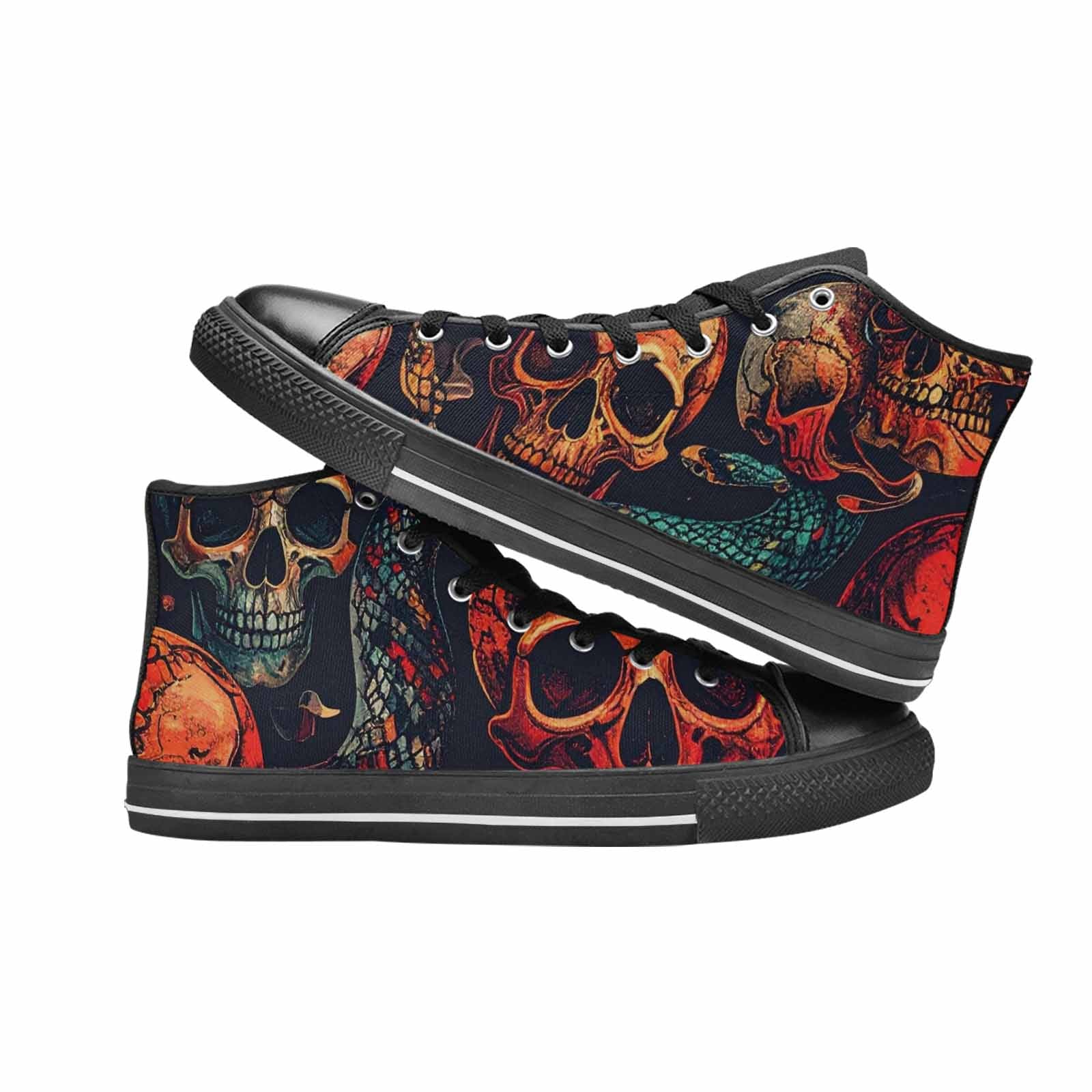 WOMEN'S Snake Skulls Print High Top Canvas Dark Academia Shoes