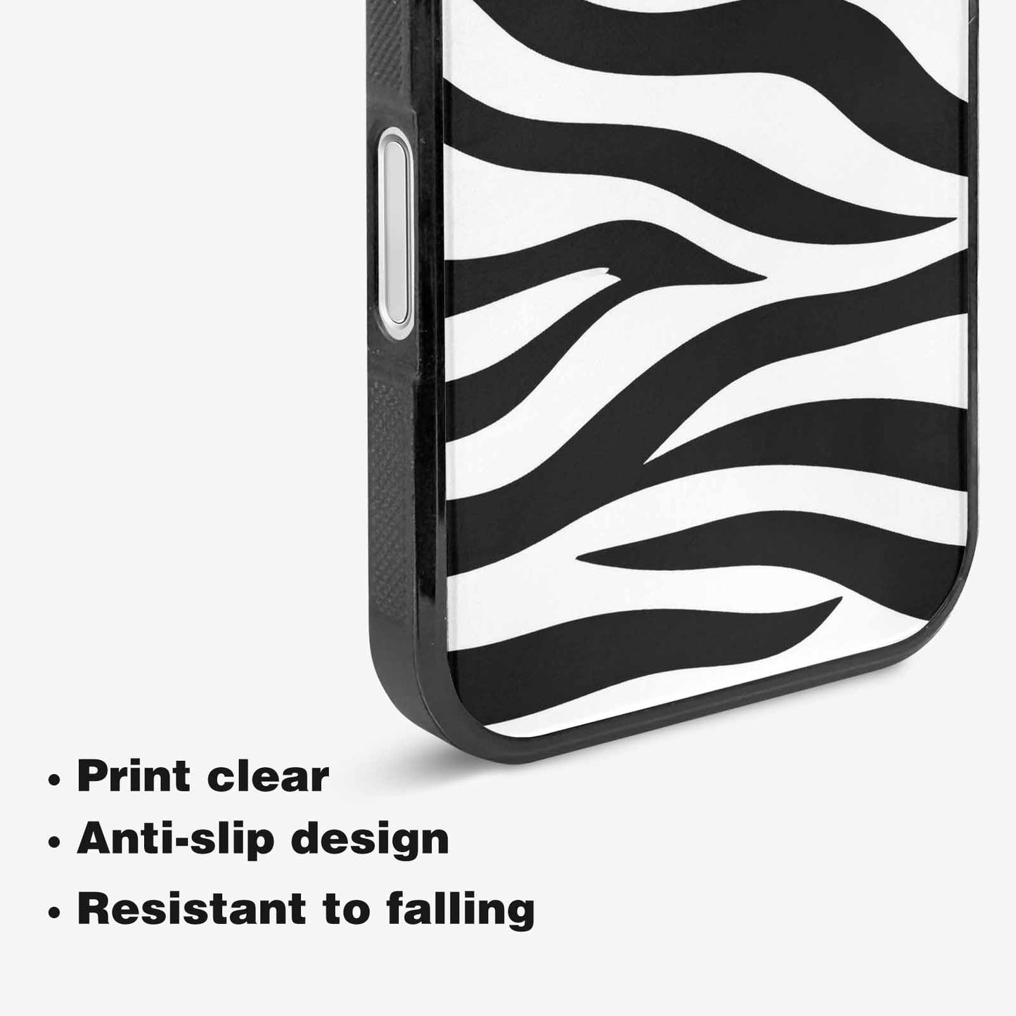 iPhone 16 Plus Case — Zebra Print Black White, Custom Designed Case Cover