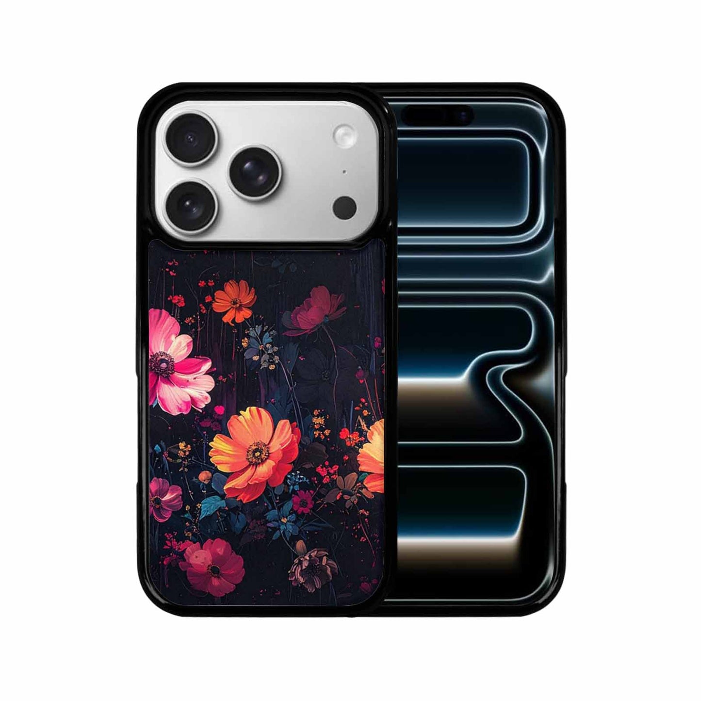iPhone 17 Pro Case — Shadowy Glitch Floral Pattern Hundreds Floral, Custom Print Case Cover