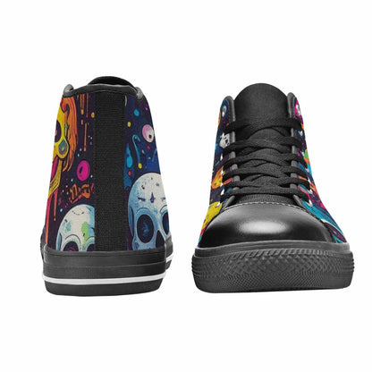 MEN'S Skeleton People Face High Top Canvas Grunge Sneakers