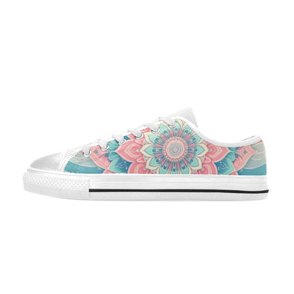 MEN'S Pastel Wave Mandala Low Top Canvas Cottagecore Custom Sneakers