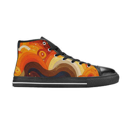 MEN'S Groovy 70S Peace High Top Canvas Neon Fantasy Custom Shoes