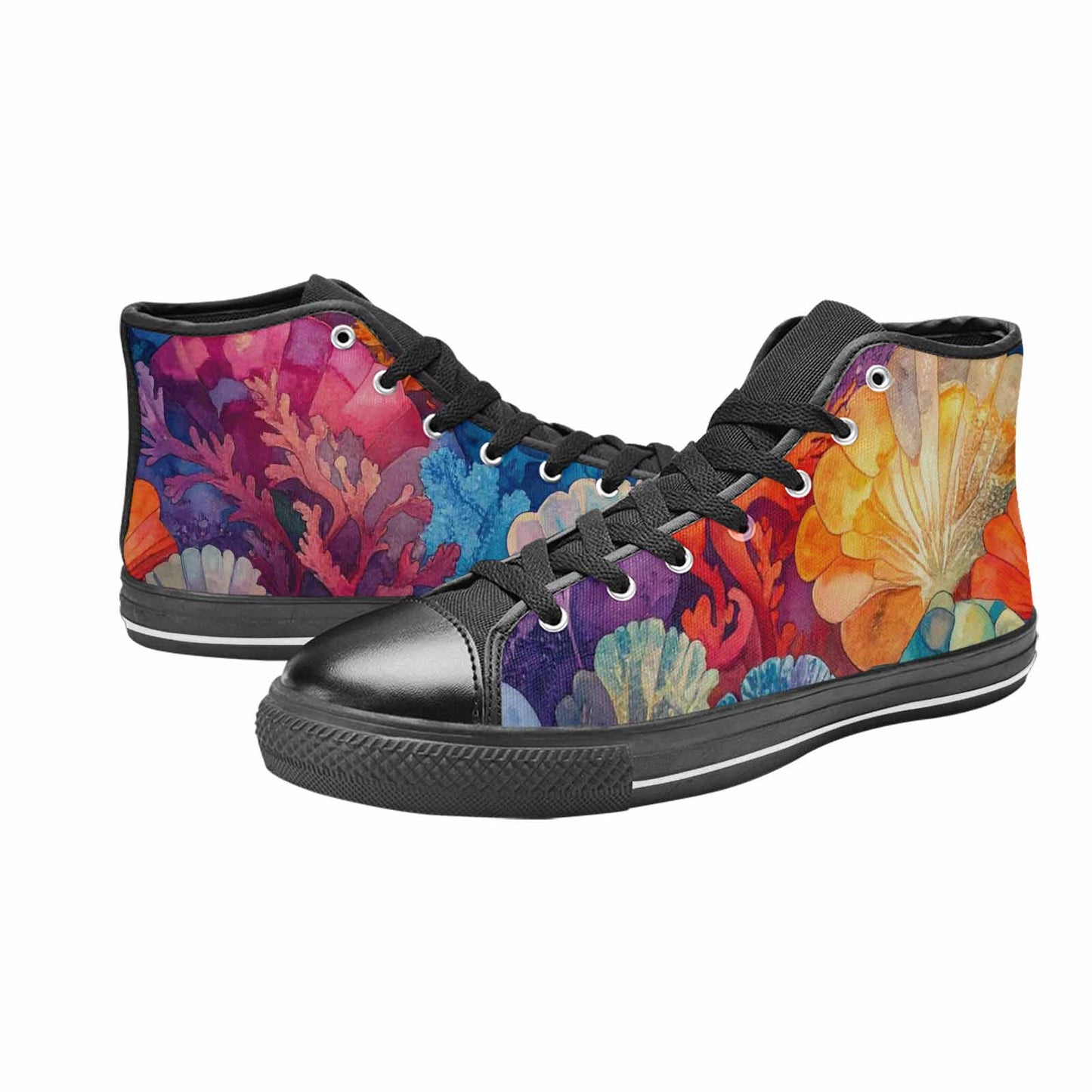 MEN'S Fish Scale Coral High Top Canvas Grunge Shoes